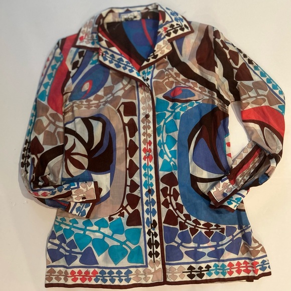 Vintage Emilio Pucci Cotton Blouse Skirt - Picture 10 of 12